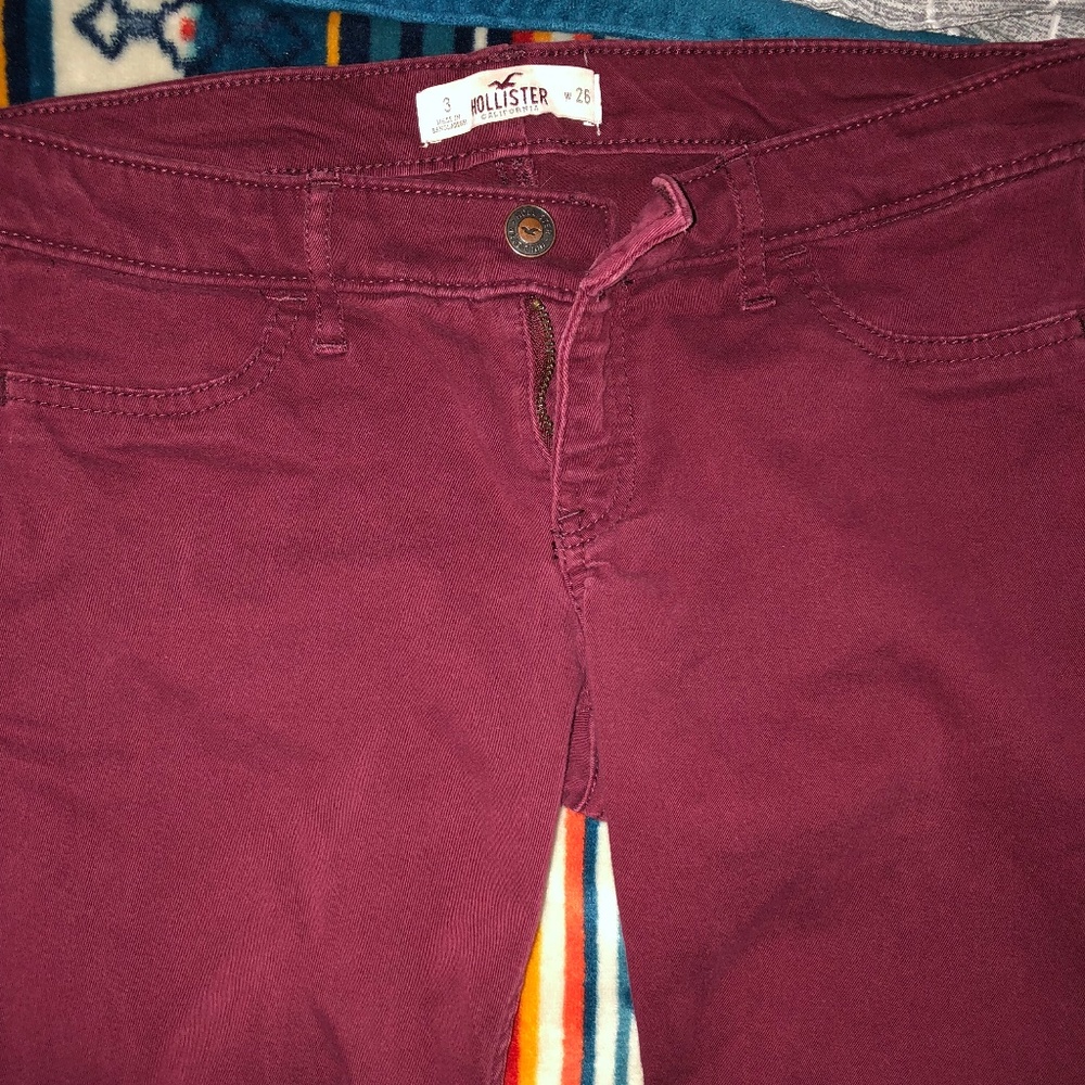 Hollister Burgundy Skinny Jeans Size 3